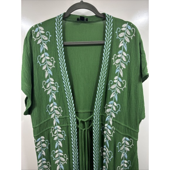 Curations Embroidered Gauze Kaftan Cover-Up Womens Size PXL Petite Green‎ - Picture 4 of 7